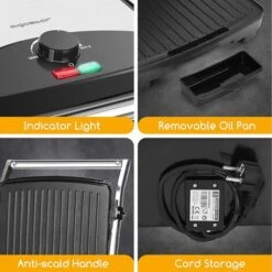 PIASTRA PER PANINI TOAST BISTECCHIERA ANTIADERENTE 2000W GRIGLIA ELETTRICA 9 PIASTRA PER PANINI TOAST BISTECCHIERA ANTIADERENTE 2000W GRIGLIA ELETTRICA -Prodotti Per Barbecue 88524960 3