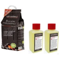 LotusGrill CARBONE LEGNO FAGGIO 2,5 Kg SACCO Incl. 2x LotusGrill PASTA 200 Ml, Entrambi Realizzato Per Raucharmes Barbecue Con Con LotusGrill