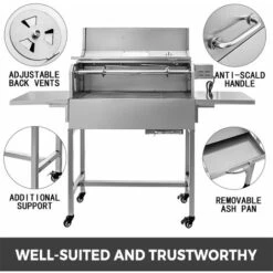 VEVOR BBQ Griglia A Carbone 25W Griglia Per Barbecue A Carbone Pesante Acciaio Inossidabile Rimovibile 45 Pollici Dotata Di Coperchio E Indicatore Di Temperatura Portatile Per Campeggio -Prodotti Per Barbecue 92082821 3