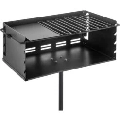 VEVOR Griglia Barbecue Pesante Per Parco 24x16 Pollici, Grill Barbecue Da Campeggio In Acciaio Carbonio E Acciaio Inossidabile, Aperto Di Carbone Legn