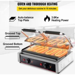 VEVOR Piastra Panini Elettrica 3600W Griglia Bistecchiera Doppia Scanalatura -Prodotti Per Barbecue 92855660 3