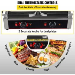 VEVOR Piastra Panini Elettrica 3600W Griglia Bistecchiera Doppia Scanalatura -Prodotti Per Barbecue 92855660 4