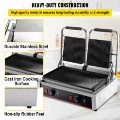 VEVOR Piastra Panini Elettrica 3600W Griglia Bistecchiera Doppia Scanalatura -Prodotti Per Barbecue 92855660 5