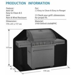 None Housse De Gril En 170 X 61 X 117 Cm Noir -Prodotti Per Barbecue 92962727 2