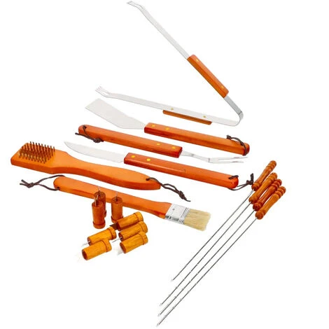 Set Barbecue 18 Pezzi Con Valigetta BBQ Grill Acciaio Inossidabile Manico Legno 5 Set Barbecue 18 Pezzi Con Valigetta BBQ Grill Acciaio Inossidabile Manico Legno - immagine 3