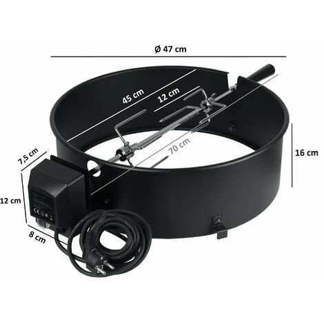 BBQ-Toro Set Di Spiedini Per Barbecue Per Barbecue A Bollitore Ø 47 Cm Con Corpo Barbecue, Spiedino, Motore E Aghi Per Carne 7 BBQ-Toro Set Di Spiedini Per Barbecue Per Barbecue A Bollitore Ø 47 Cm Con Corpo Barbecue, Spiedino, Motore E Aghi Per Carne - immagine 5