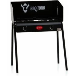 BBQ-Toro Tavolo Da Barbecue A Gas Con Frangivento Fornello A Gas In Ghisa 2 Bruciatori 12 KW