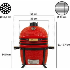BBQ-Toro Kamado Grill A Carbonella Ø 39 Cm SHIRO Con Termometro E Manici In Legno, Rosso 9 BBQ-Toro Kamado Grill A Carbonella Ø 39 Cm SHIRO Con Termometro E Manici In Legno, Rosso -Prodotti Per Barbecue 94790035 3