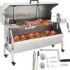 VEVOR Girarrosto Elettrico 40W In Acciaio Inox Con Griglia Forchetta Per Agnello Tacchino Pollo Da Esterno Campeggio Carico Max. 60kg, Set Girarrosto Elettrico Con Coperchio Maniglia In Acciaio Inox
