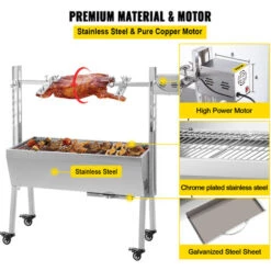 VEVOR Girarrosto BBQ Per Agnello Capacita Da 40kg Senza Lamiera, Griglia A Barbecue Motore Elettrico 25W Con Forchetta Per Arrosto, Forno In Piedi BBQ In Acciaio Inox Con Pedana E Ruote Per Campeggio 11 VEVOR Girarrosto BBQ Per Agnello Capacita Da 40kg Senza Lamiera, Griglia A Barbecue Motore Elettrico 25W Con Forchetta Per Arrosto, Forno In Piedi BBQ In Acciaio Inox Con Pedana E Ruote Per Campeggio -Prodotti Per Barbecue 95860540 5