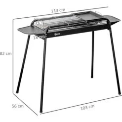 Outsunny Barbecue A Carbonella Con Griglia E Piastra In Acciaio Con Ripiani Laterali, 113x59x83.5cm, Nero 9 Outsunny Barbecue A Carbonella Con Griglia E Piastra In Acciaio Con Ripiani Laterali, 113x59x83.5cm, Nero -Prodotti Per Barbecue 96085051 3