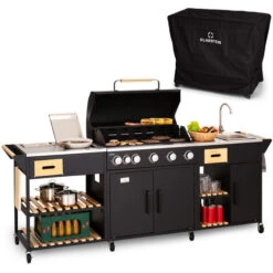 Klarstein Jersey - Cucina Da Esterno Con Griglia A Gas E Lavello, 20,7 KW, 5+1 Bruciatori, Mobile